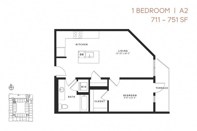 One Bedroom A20a LUC 348 floor plan